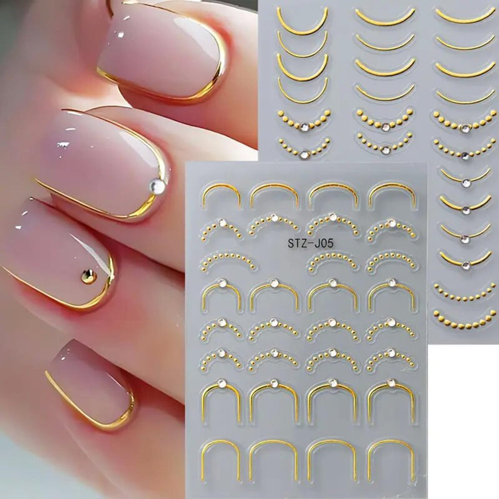 POWPOP French Lines embossed stickers add textured elegance to nails.