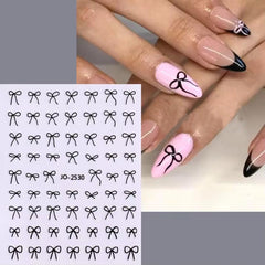 Powpop French-tip bow stickers with marble accents to enhance any manicure.
