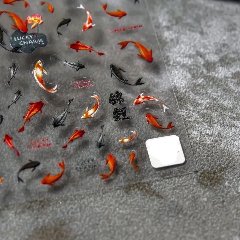 Powpop goldfish lotus nail decal adds elegant detail to at-home manicures