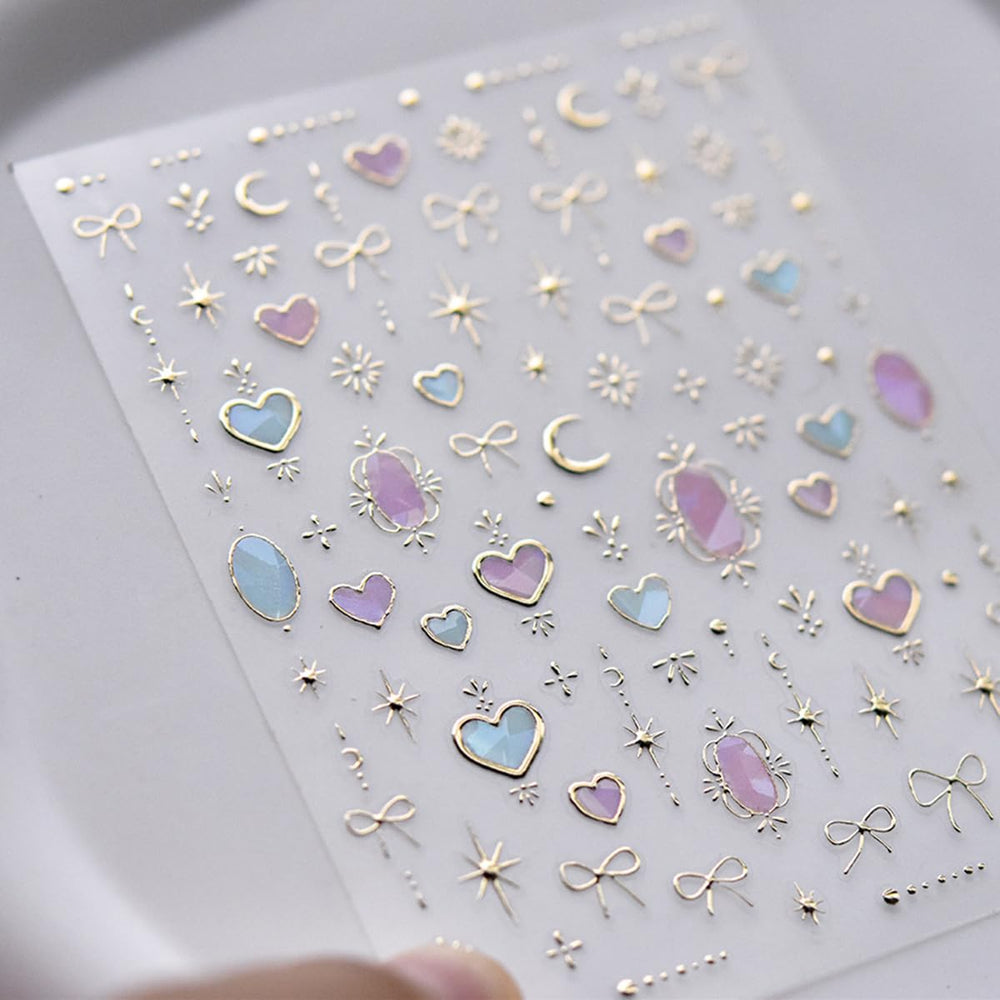 POWPOP Heart Moon dreamcatcher flower decals add delicate details for soft daytime looks.