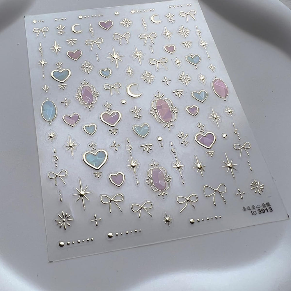 POWPOP Heart Moon gel and acrylic compatible decals stay vibrant under UV light.
