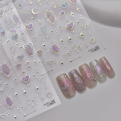 POWPOP Heart Moon tot­em art decals create bold 3D accents on natural or gel nails.