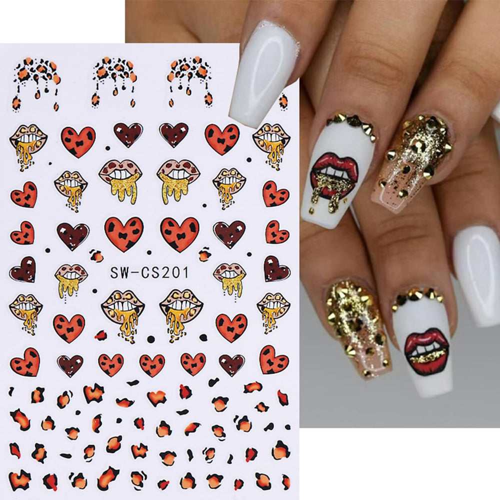 POWPOP leopard print lip decals to elevate nail style
