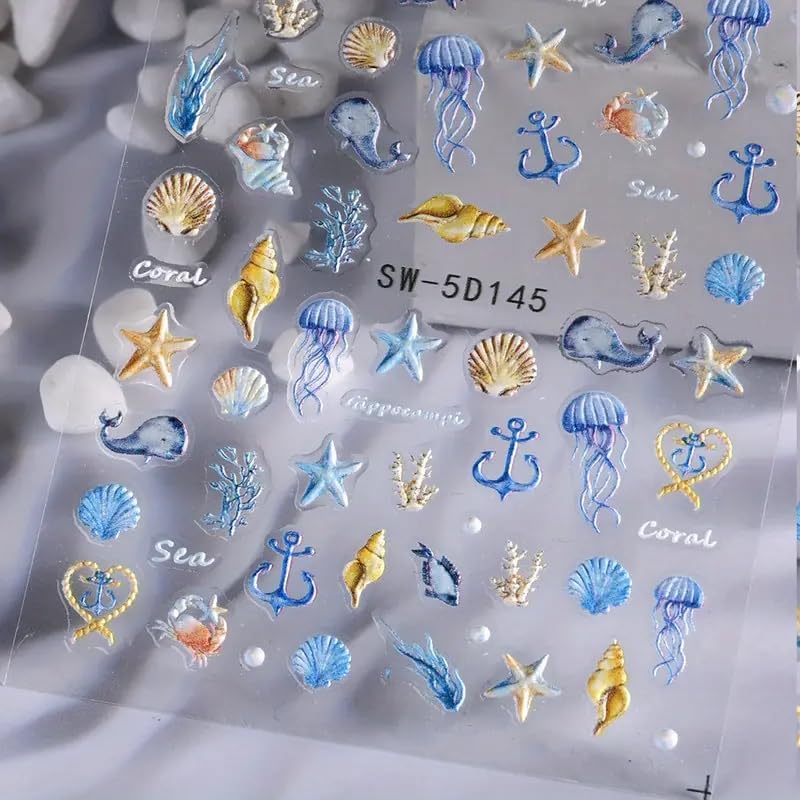 POWPOP ocean-life nail stickers pack for versatile craft projects.
