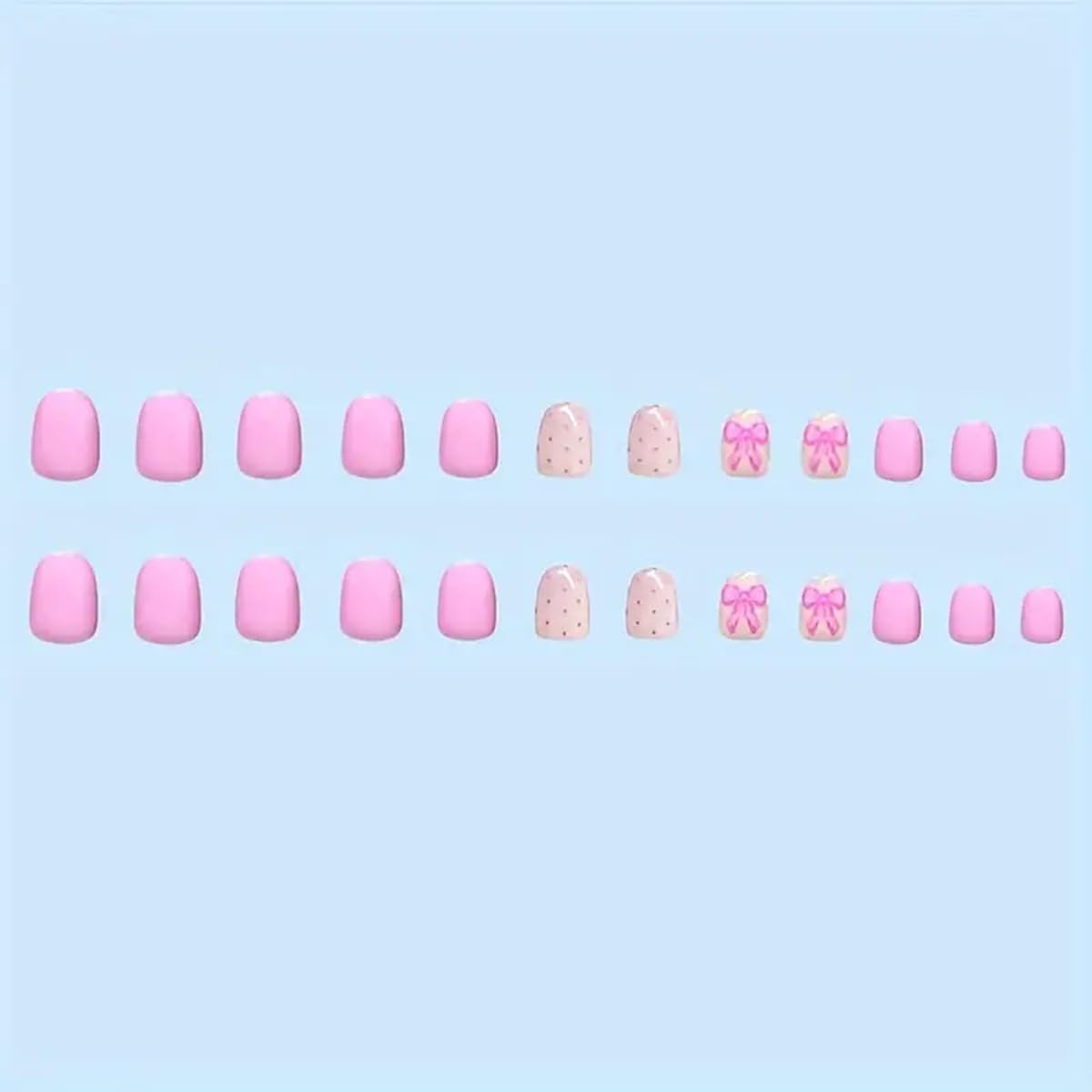 Powpop pink bow-knot nails close-up for a cute Valentine’s Day look.