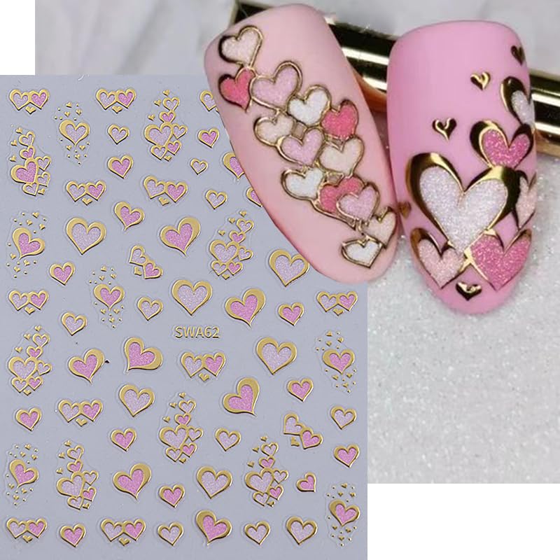 POWPOP self adhesive lip heart decals for natural or acrylic nails