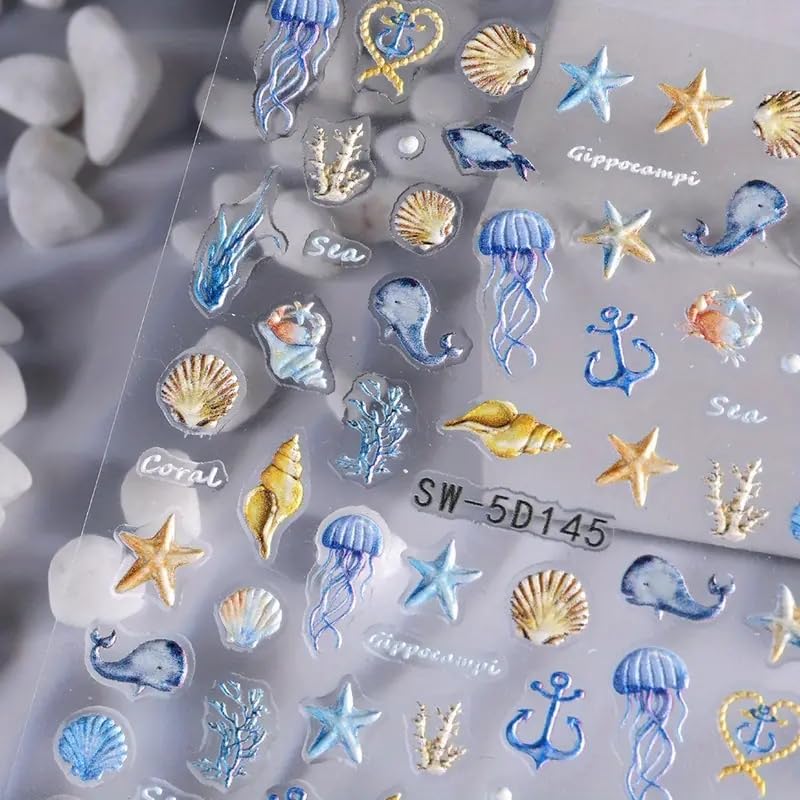 POWPOP summer embossed stickers bring vibrant, season-ready nails.