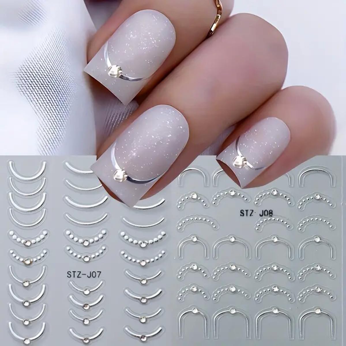 POWPOP two-sheets embossed French slider design for chic nails.