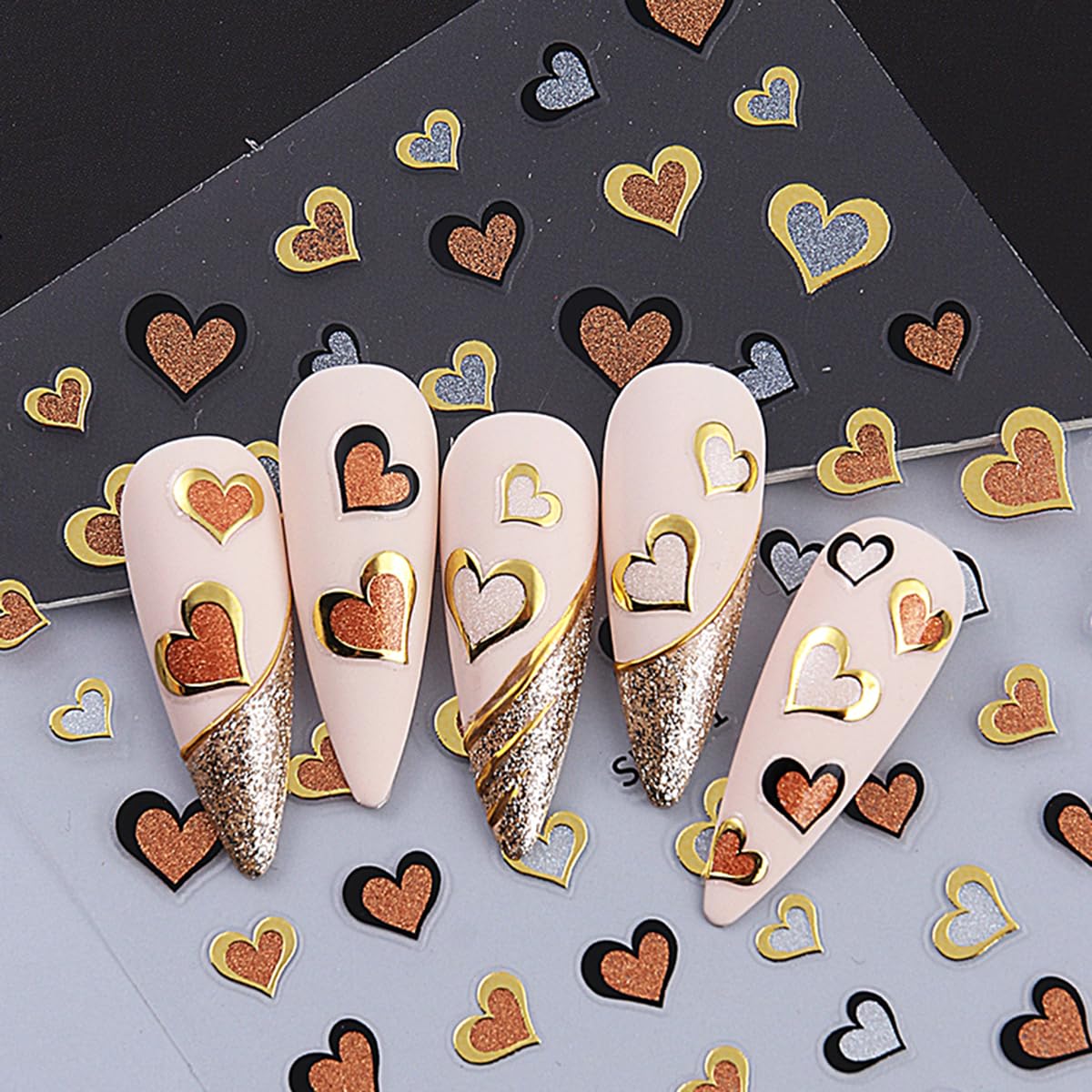 POWPOP six sheets valentines nail stickers for quick DIY manicures