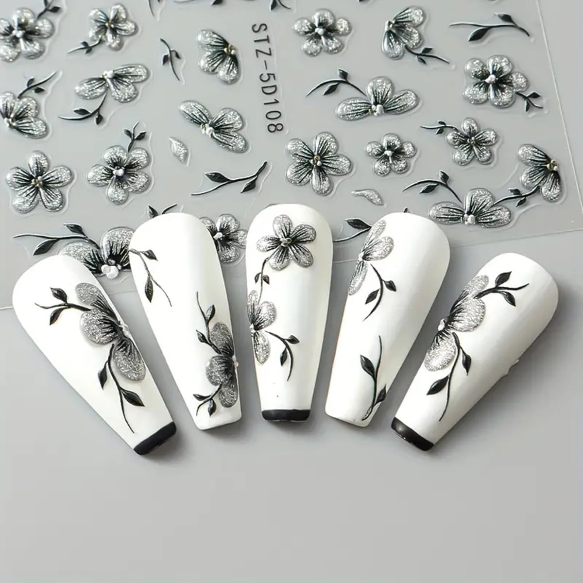 POWPOP watercolor flowers sticker for soft, artistic nails