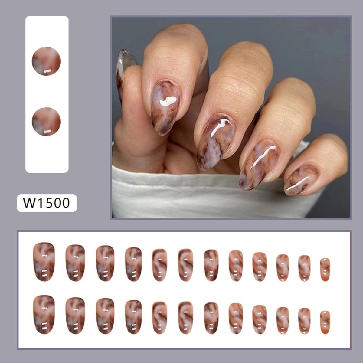 Powpop watercolor halo design nails close-up view