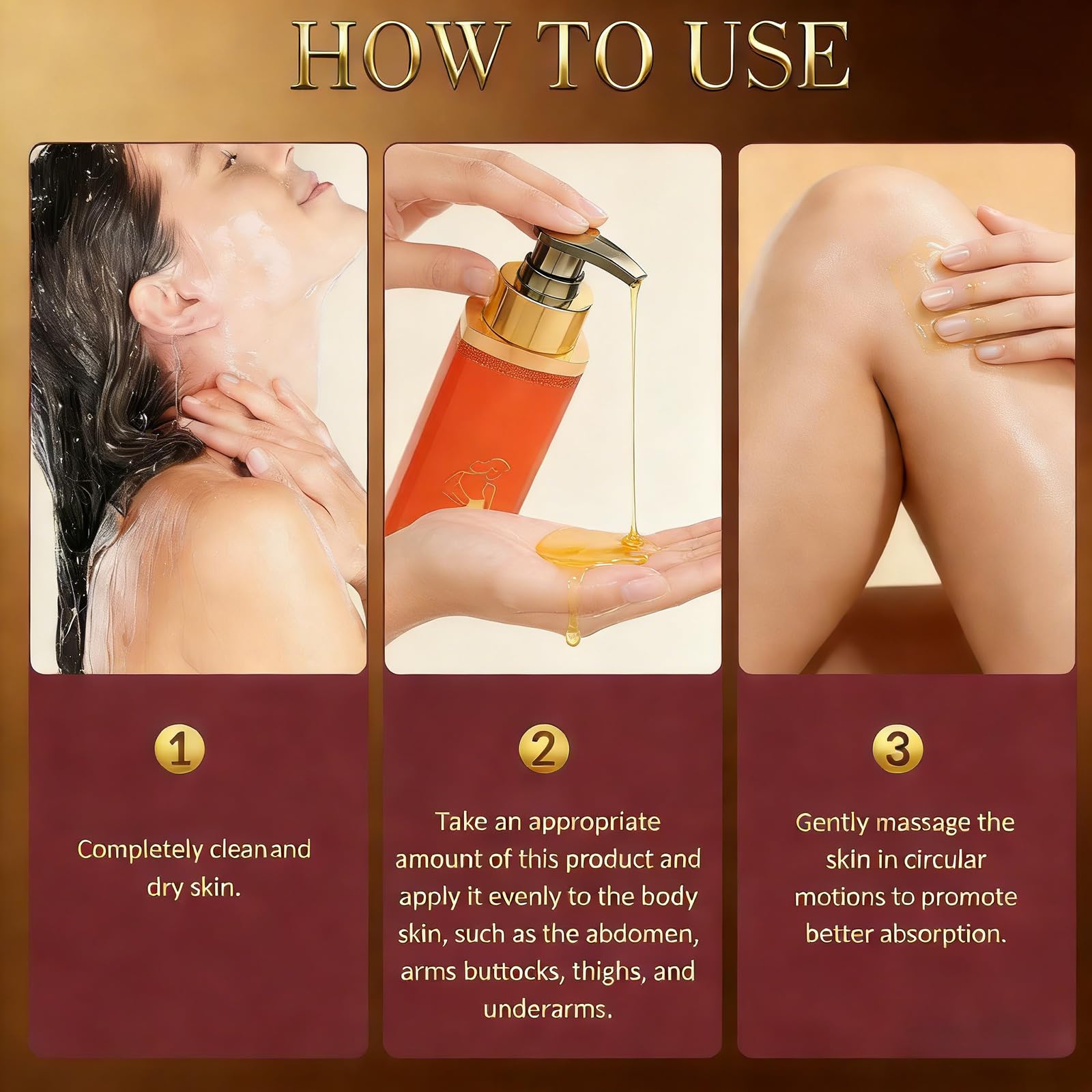 POYICGS Body Firming Oil arms and legs image suggests even tone and elasticity