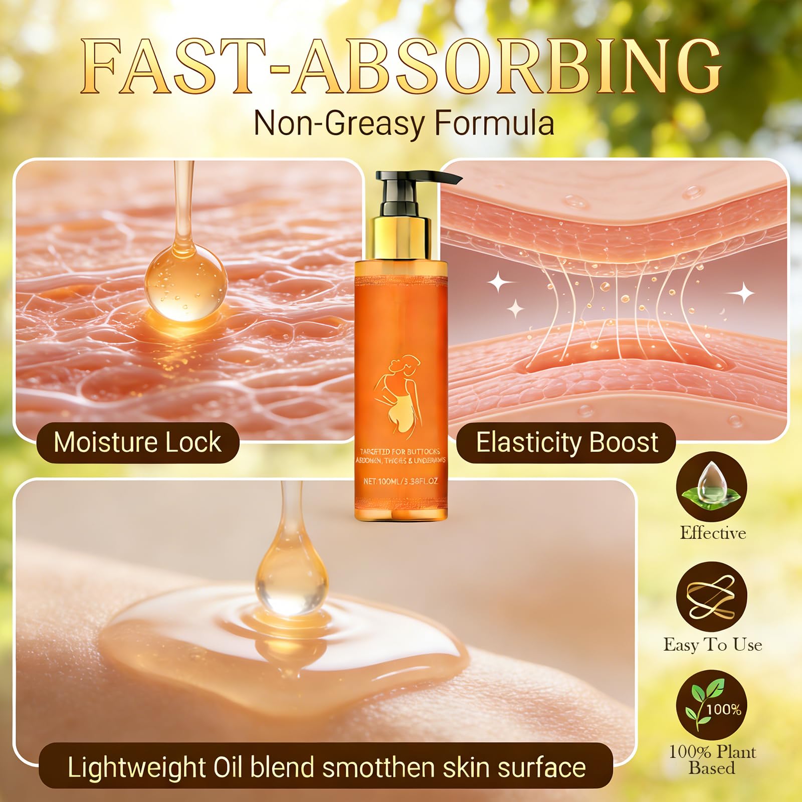 POYICGS Body Firming Oil nourishing blend with almond and rosehip for softness