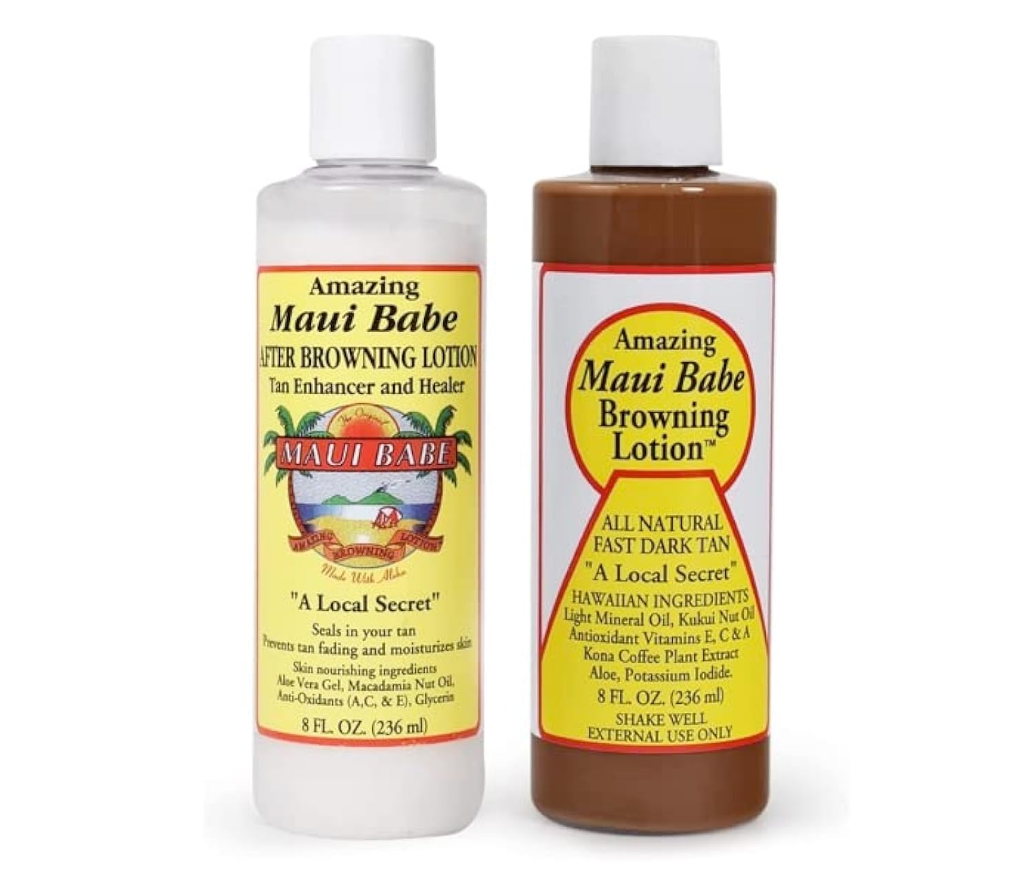 PP Maui Babe tanning lotion set—browning and after-browning formulas for moisturized skin