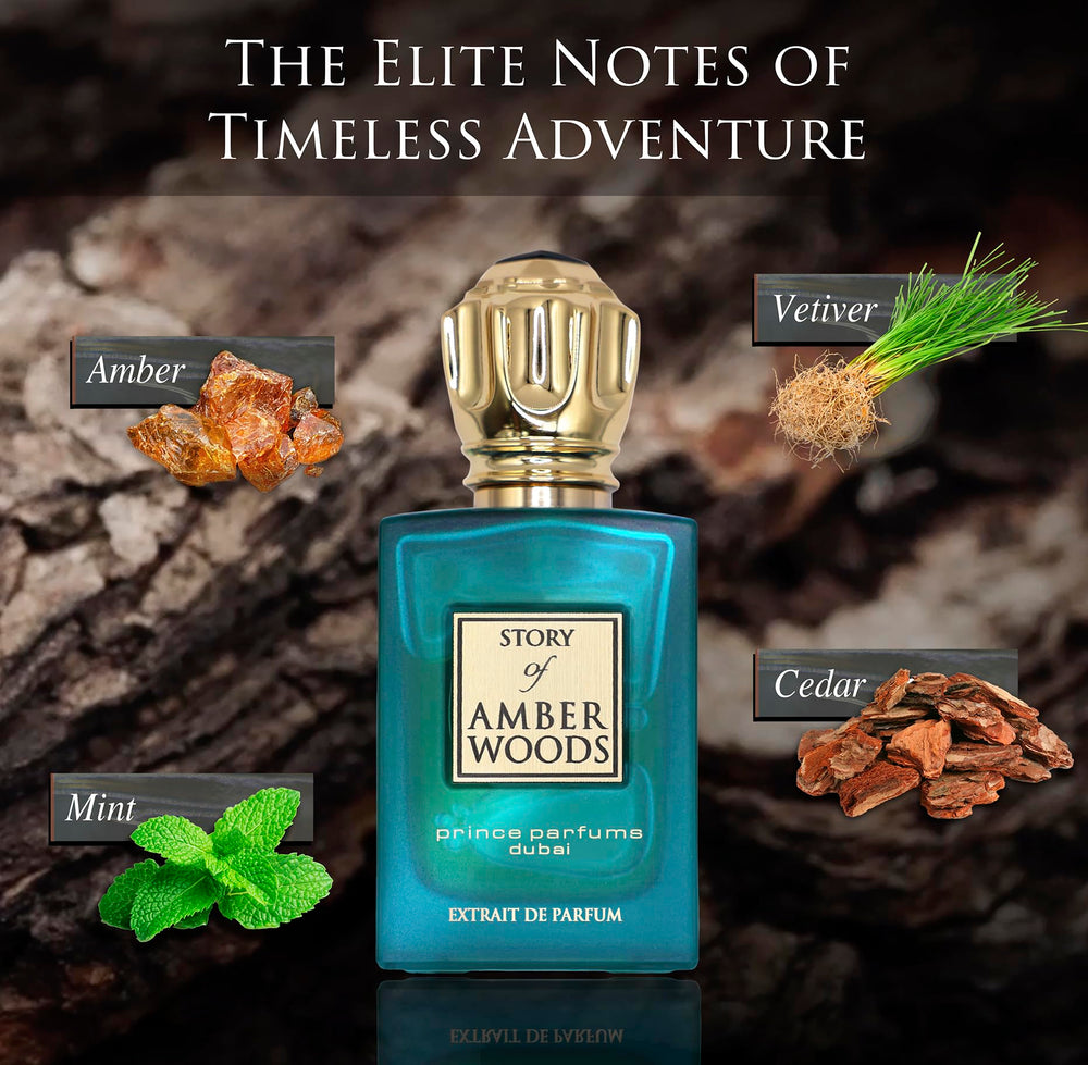 Prince Parfums Dubai Amber Woods amber tones illustrate rich depth and lasting presence.