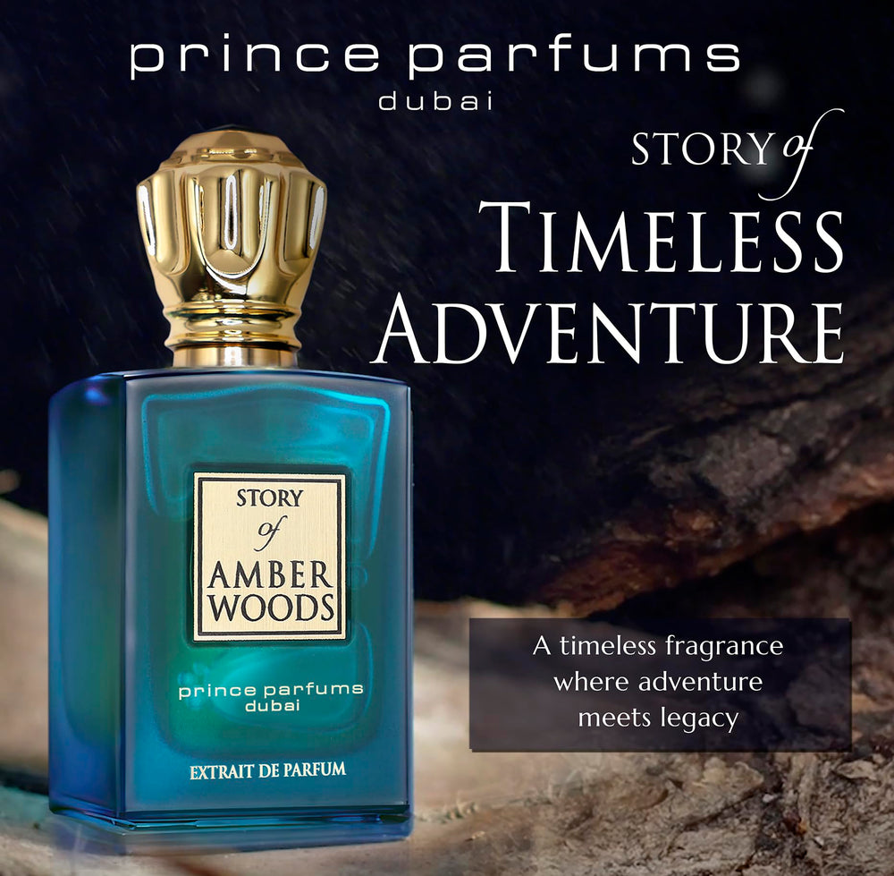 Prince Parfums Dubai Amber Woods spray application demonstrates balanced projection for daily luxury.