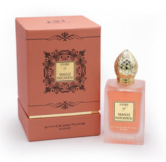 Prince Parfums Dubai Story of Vanille Patchouli bottle exudes elegance and lasting aroma