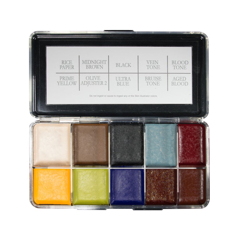 PPI Skin Illustrator Zombie Palette in-use photo highlighting pale base and bruising tones.