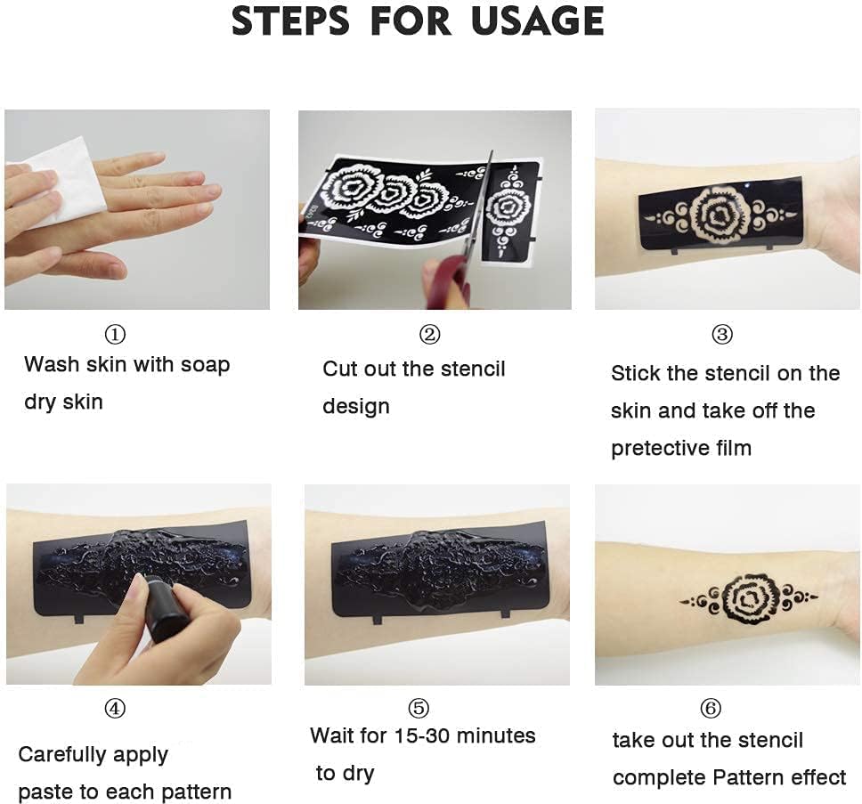 PPVWEY henna stencil face pattern for creative makeup accents.