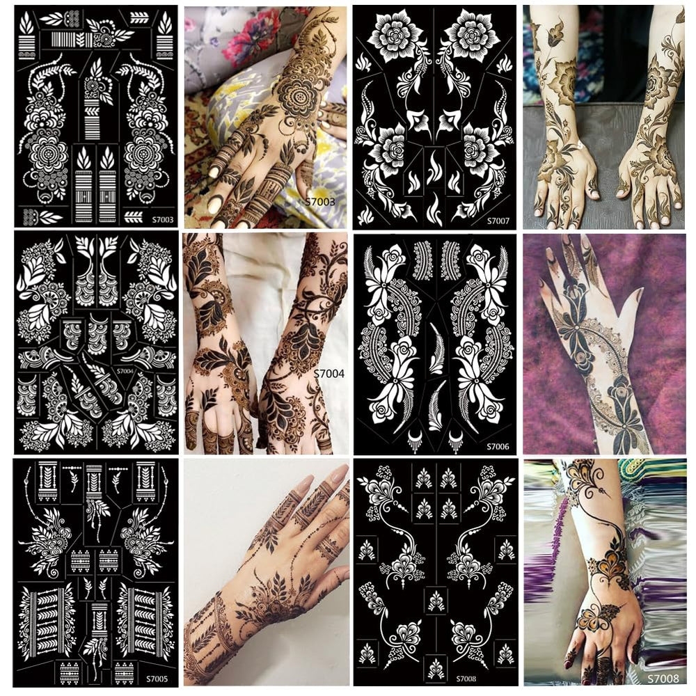 PPVWEY henna stencil hand-pair design for stylish temporary body art at parties.