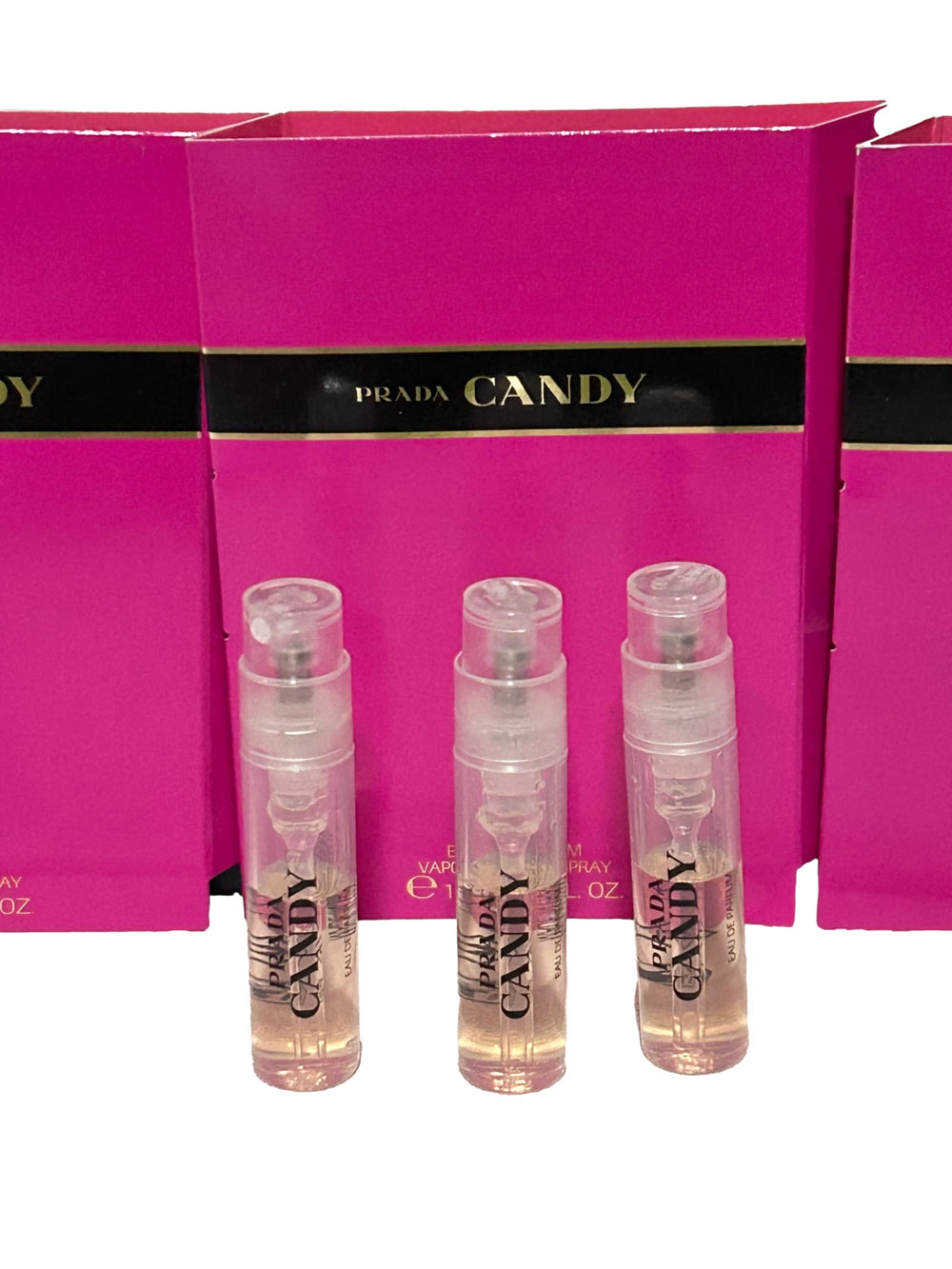 Prada Candy mini bottle image, 1.2 ml, ideal for purse refresh.