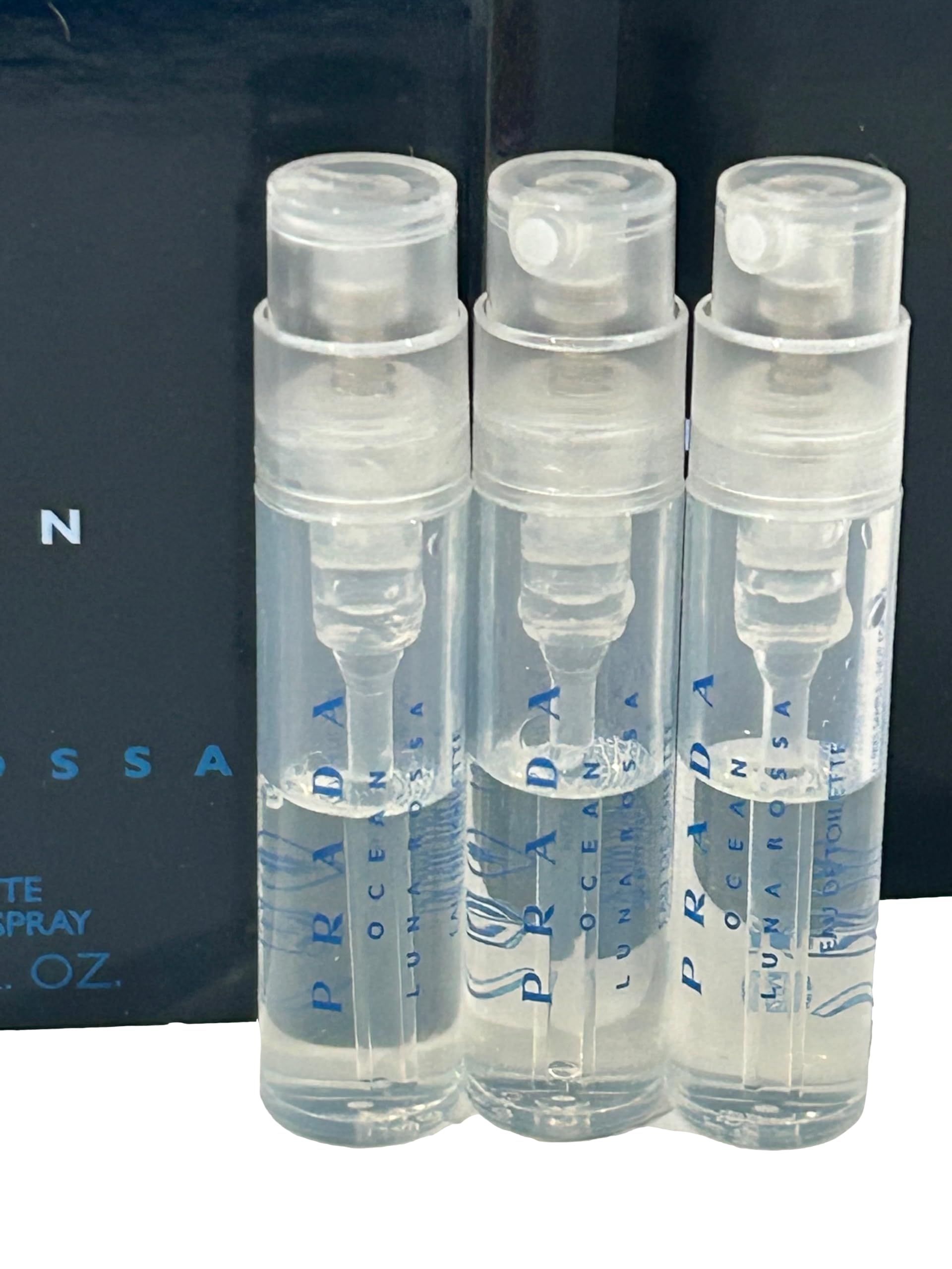 Prada Ocean Luna Rossa travel-size packaging highlighting compact on-the-go option.
