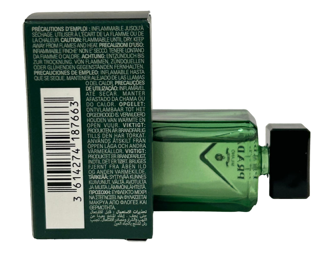 Prada Paradigme EDP Men splash bottle, refined fragrance in compact packaging.