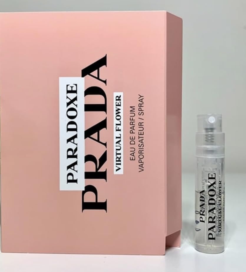 Prada Paradoxe Virtual Flower spray bottle with pink box for elegant on-the-go fragrance.