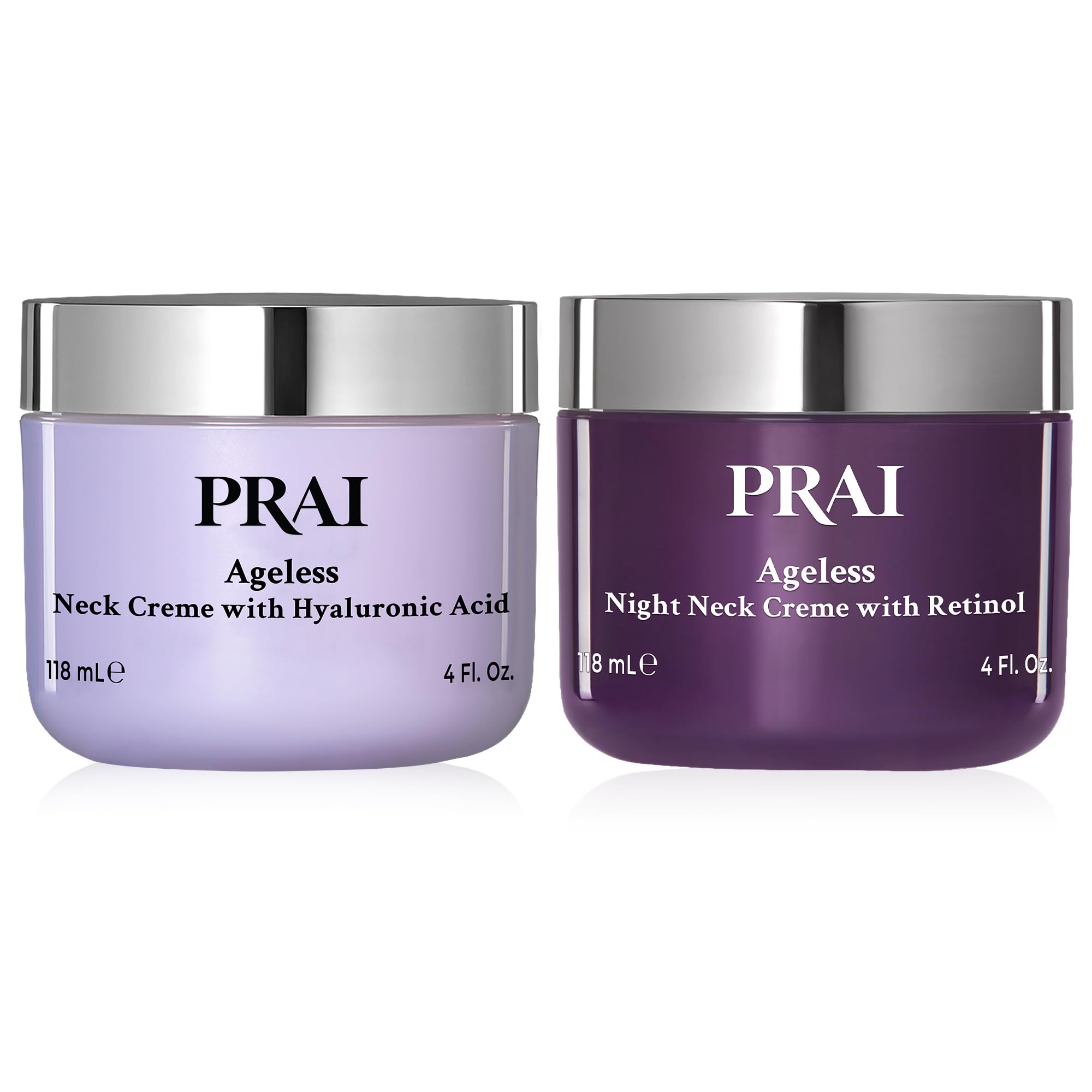 Vanity setup showing PRAI neck care routine with day and night creams.