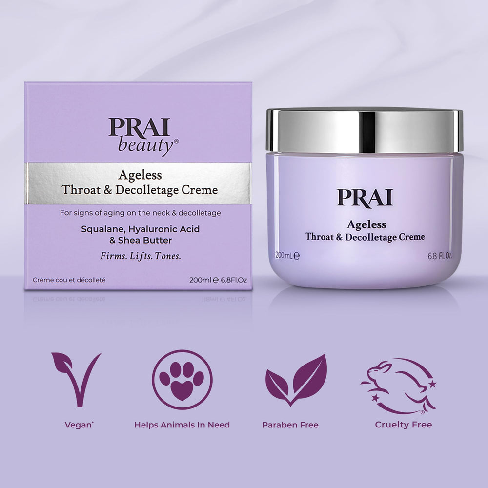 Close-up of PRAI neck cream showing smooth, even consistency.