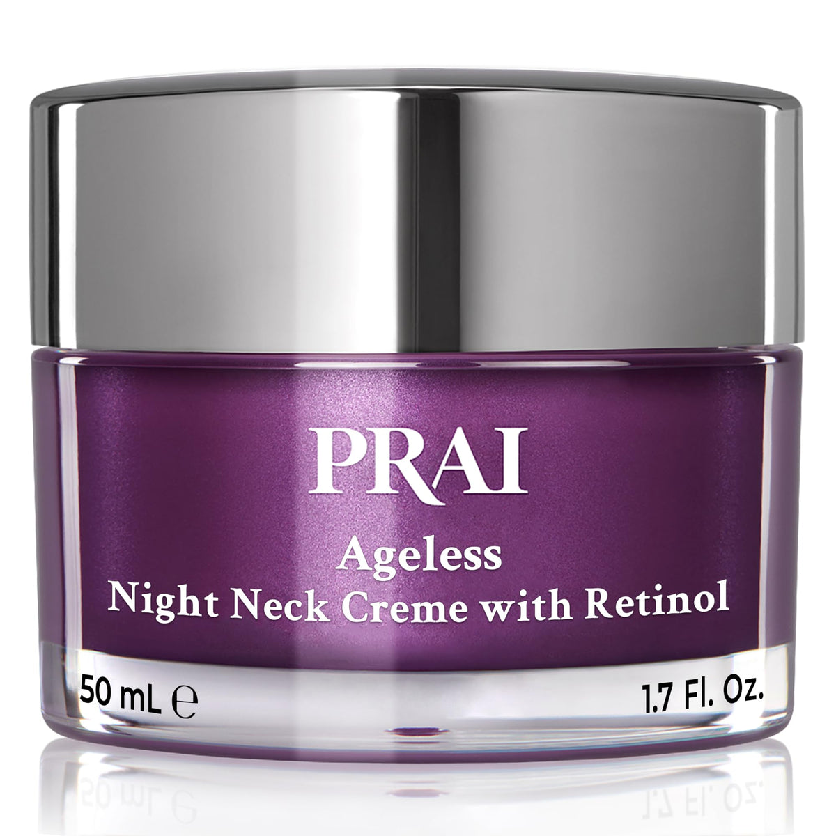 PRAI Beauty Ageless Throat Decolletage Night Creme jar visualizing overnight hydration