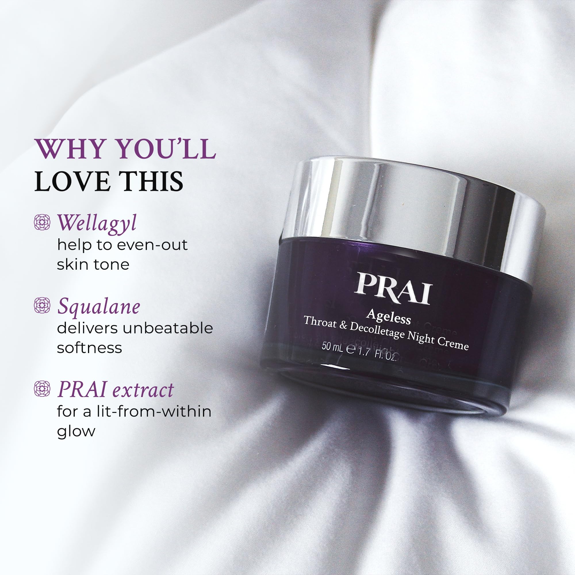 PRAI Beauty Hyaluronic acid plump closeup for hydrated skin texture