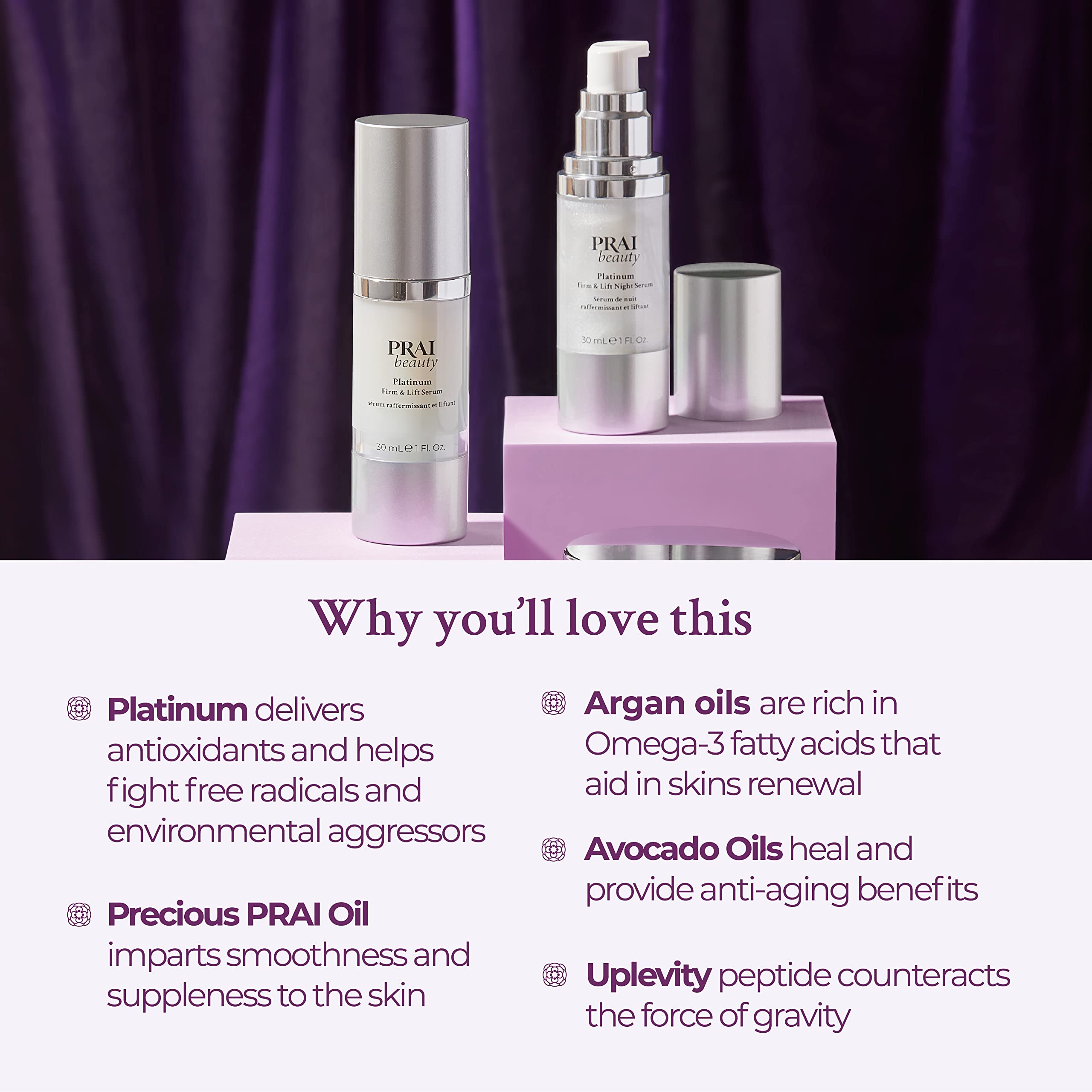 PRAI serum application shot showing easy nightly use