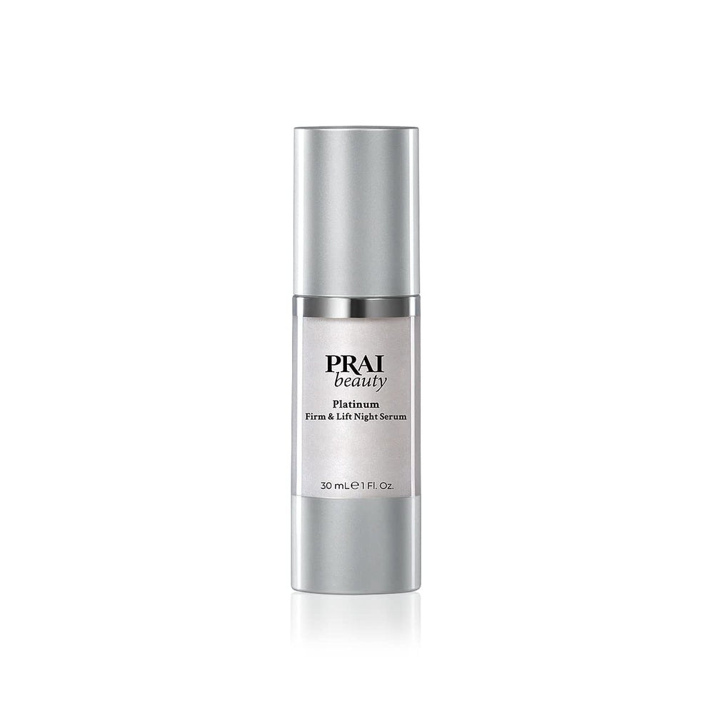 PRAI Beauty Platinum Firm and Lift Night Serum bottle for nightly skincare