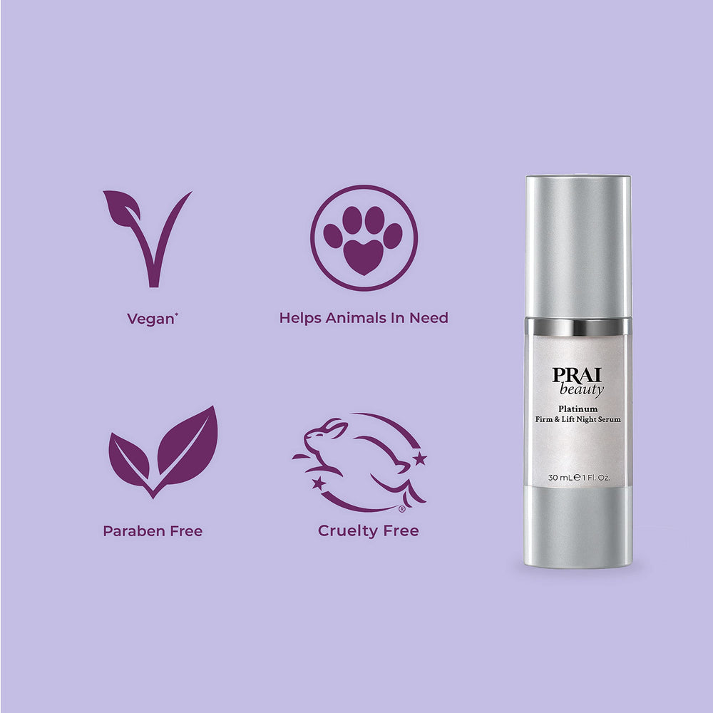 Evening skincare routine with PRAI serum for a refreshed look