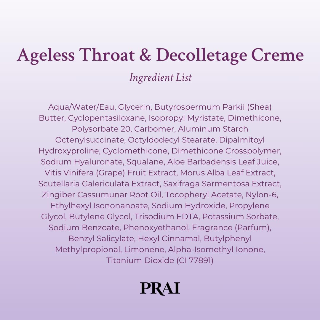 PRAI Neck Creme skin swatch shows smooth texture and absorption.