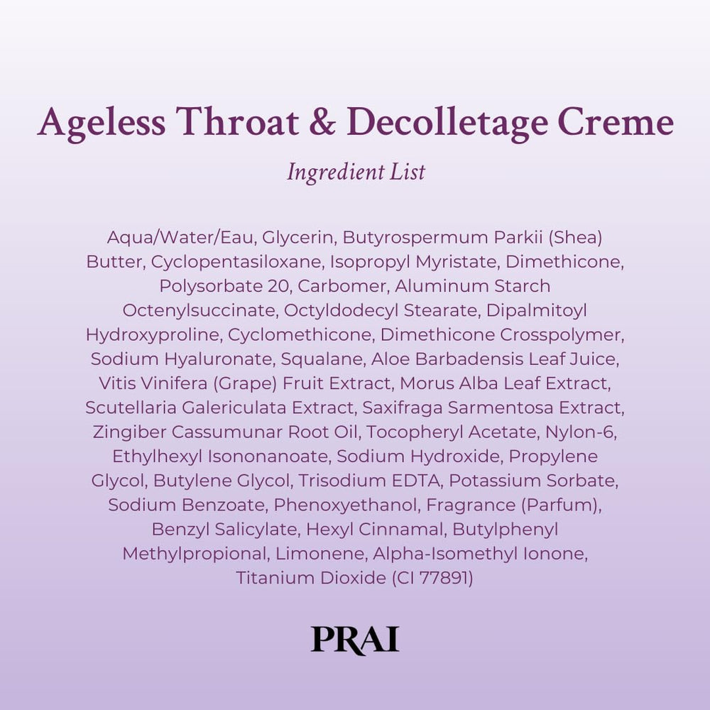 PRAI Neck Creme skin swatch shows smooth texture and absorption.