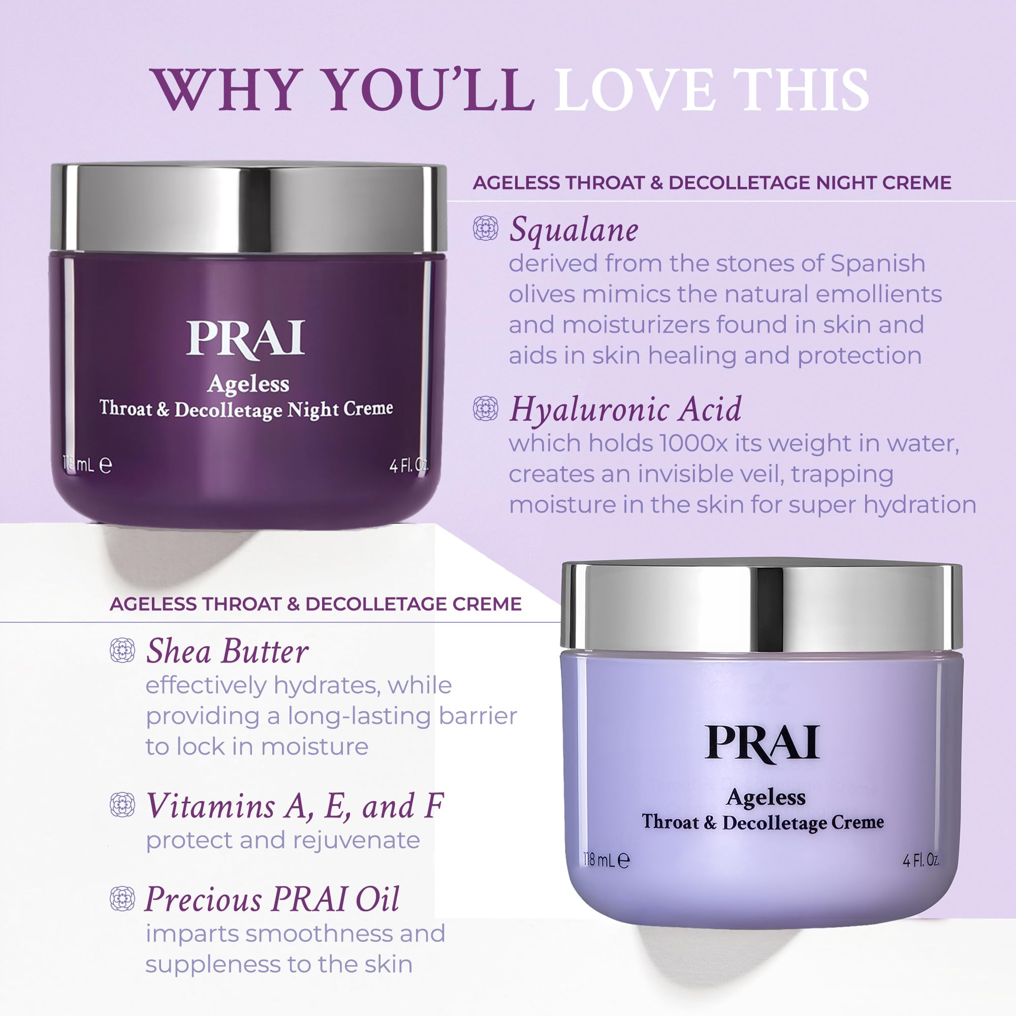 PRAI Neck Tightening Cream bottle targets elasticity and lift.
