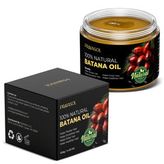 Praiasol Batana Oil bottle shows nourishing hair care potential.