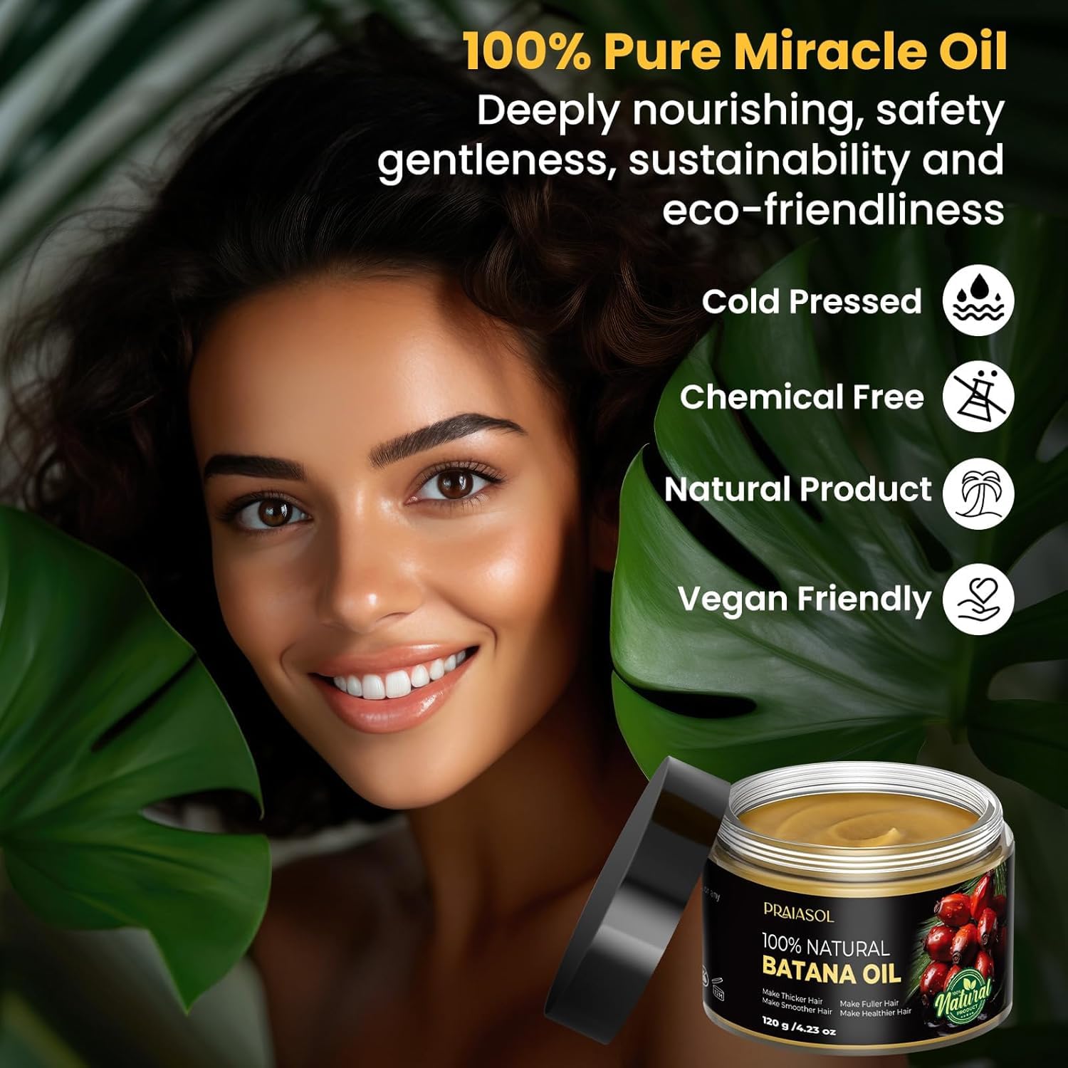 Praiasol Batana Oil on scalp provides hydration and comfort.