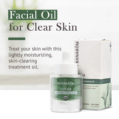 Pranarom Clear Treatment Moisture Oil being applied to face.