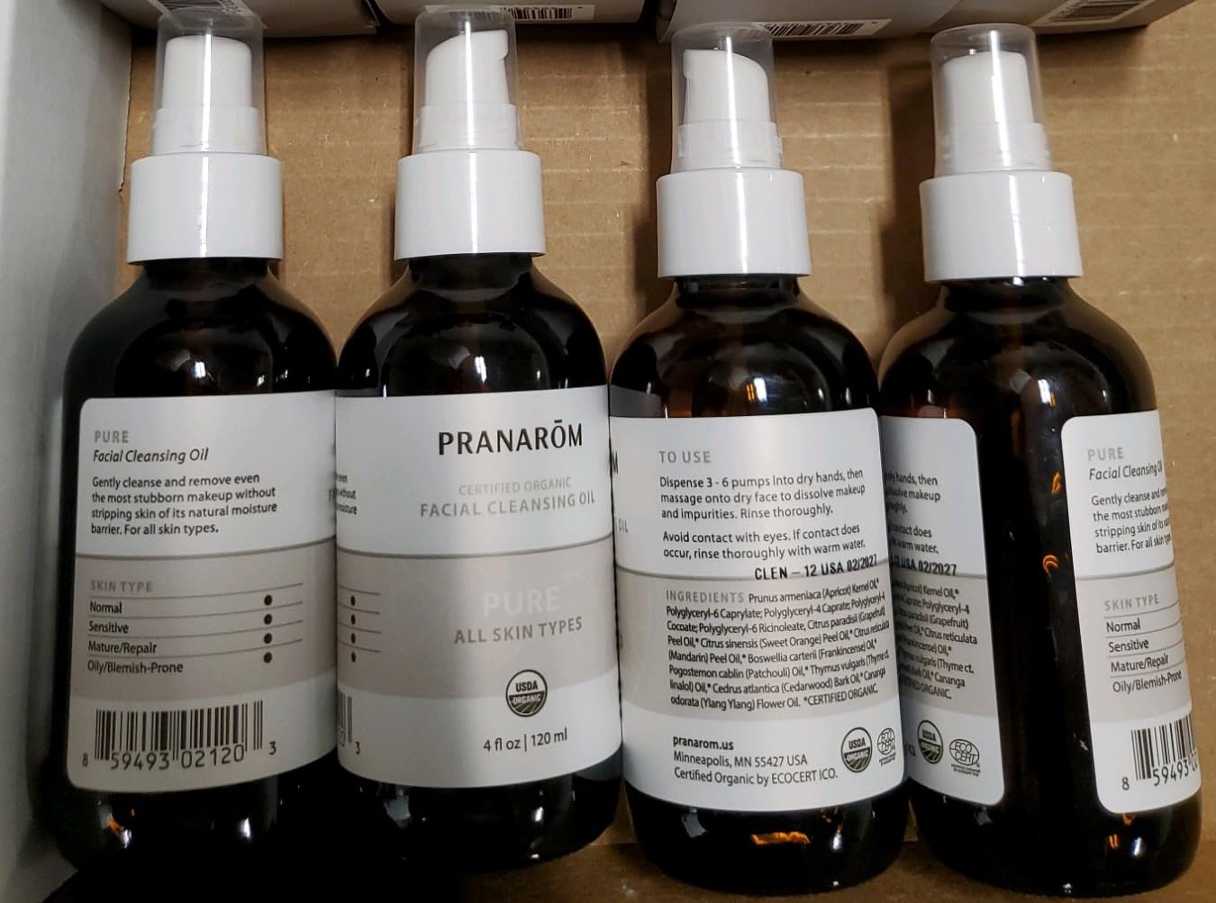 Pranarom Pure Facial Cleansing Oil close-up—organic plant origins highlighted on the bottle.