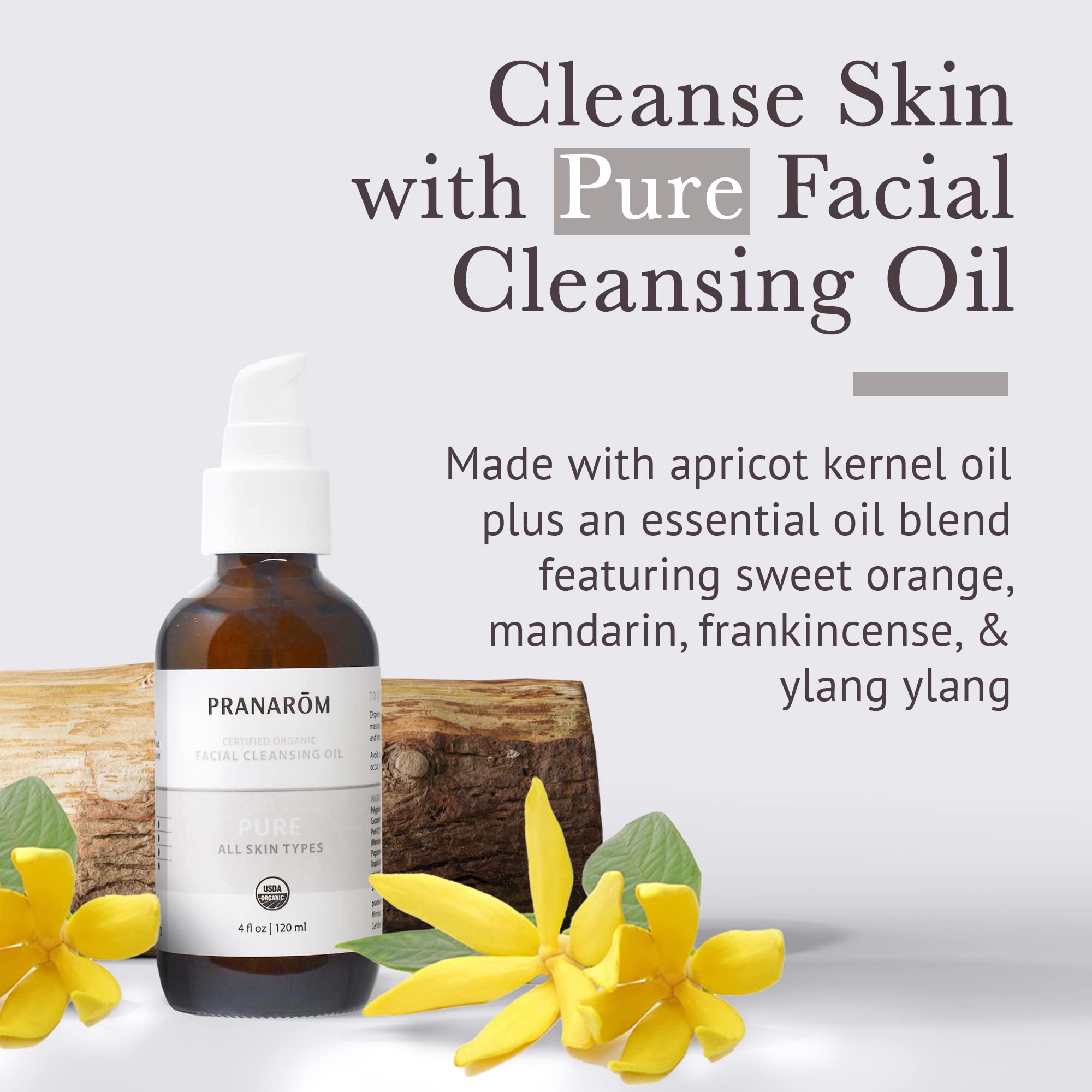 Pranarom Pure Facial Cleansing Oil pour—convenient application for quick daily cleansing.