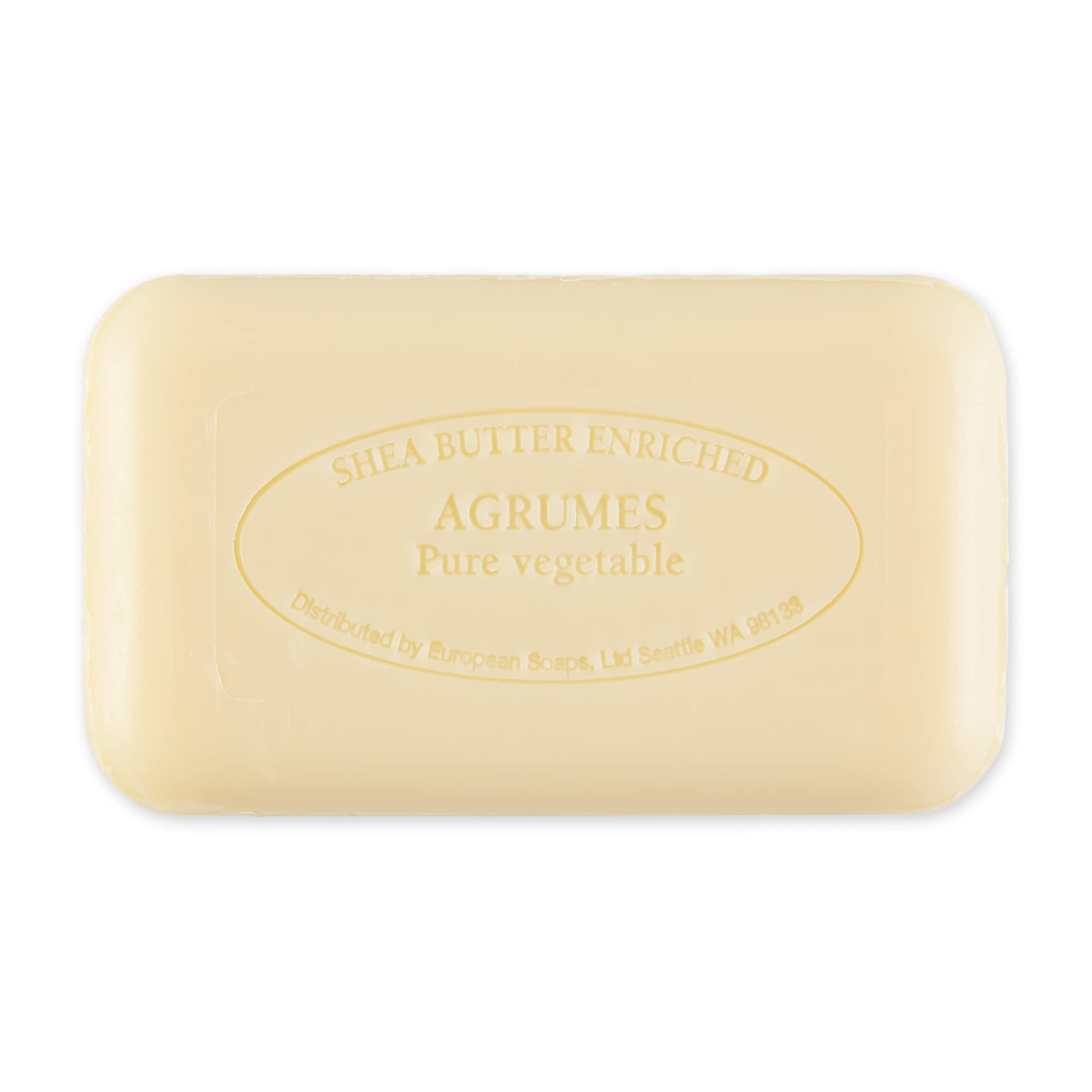 Pre de Provence artisanal soap bar quad milled texture closeup shows smooth, long-lasting lather.