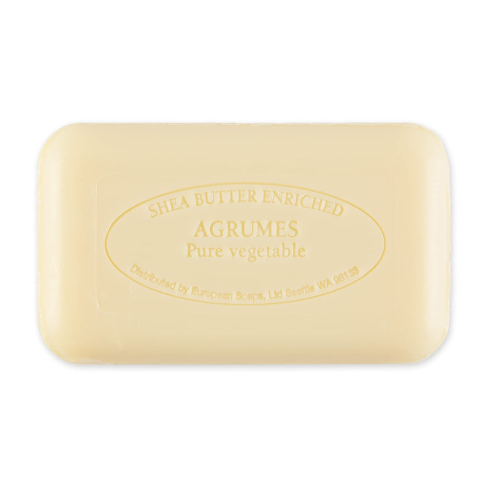 Pre de Provence artisanal soap bar quad milled texture closeup shows smooth, long-lasting lather.