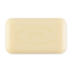 Pre de Provence artisanal soap bar quad milled texture closeup shows smooth, long-lasting lather.
