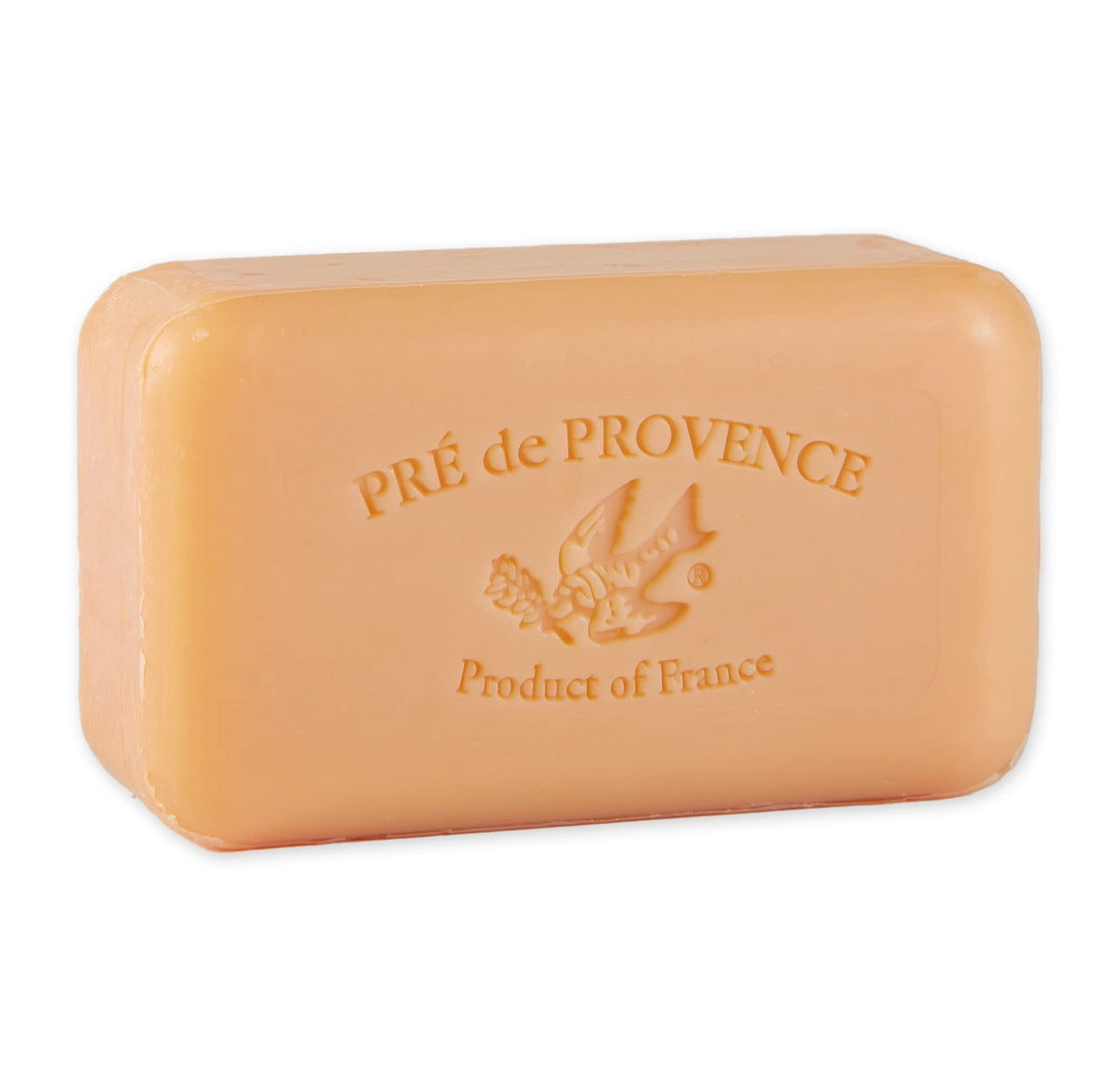 Pre de Provence persimmon soap bar close-up showing rich lather for skin care