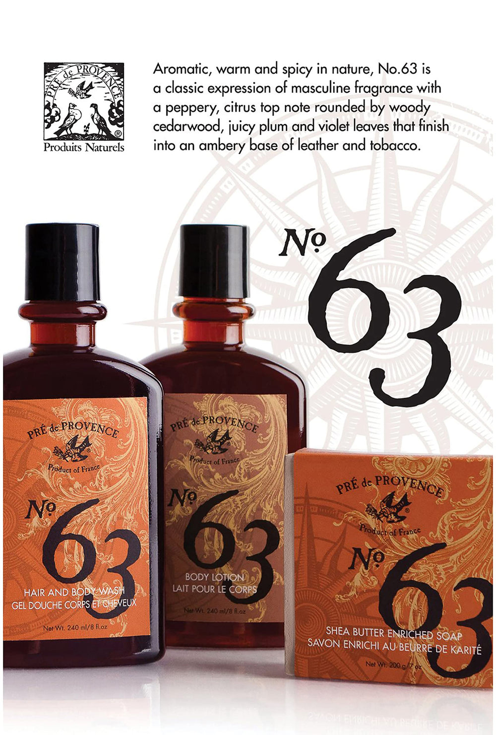 Pre de Provence No. 63 packaging front highlighting artisanal craftsmanship