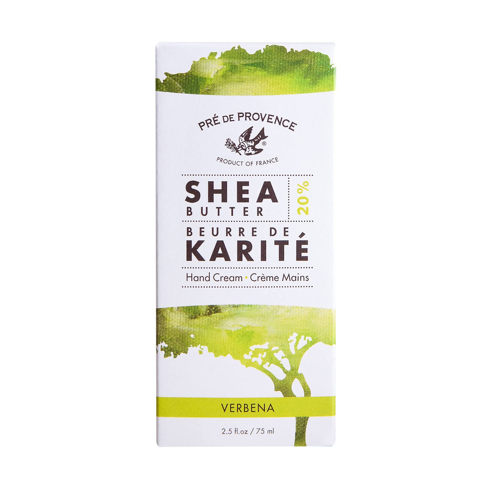 Pre de Provence Verbena hand cream gift-size packaging highlights travel-friendly moisture on the go.