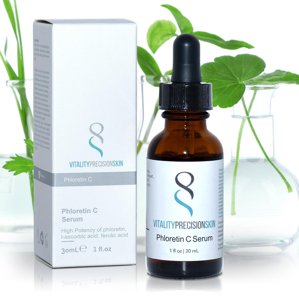 Precision Skin RX Vitality Phloretin C Serum texture close-up suggests smooth finish.
